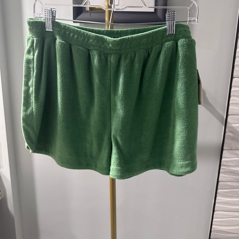 NWT By Anthropologie Green Terry Shorts Sizes XL - Picture 5 of 5
